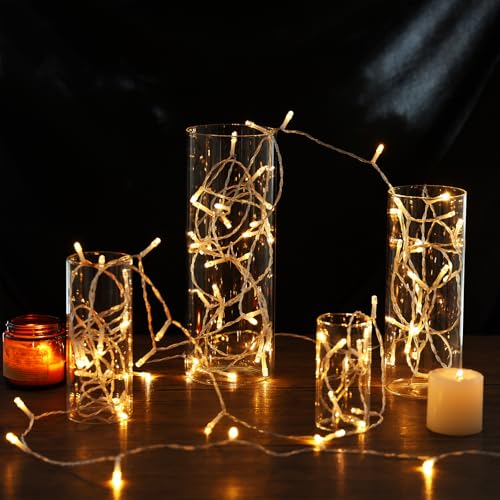 Fixwal 12pcs Clear Glass Cylinder Flower Vases, 4, 6, 8, 10 Inch Tall Cylinder Vases for Centerpieces, Glass Flower Vase Floating Candle Holder Vase for Table Shelf, Party, Wedding, Home Decor - size: 12pcs