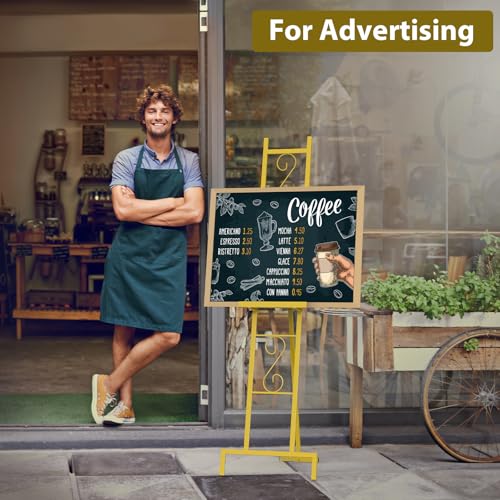 2 Pack Gold Easel Stand for Sign, Adjustable Metal Easels with Chain Support, Welcome Sign Stand for Painting, Display, Poster Picture, Wedding Sign (17" x 17" x 58") - style: 2pack-Gold