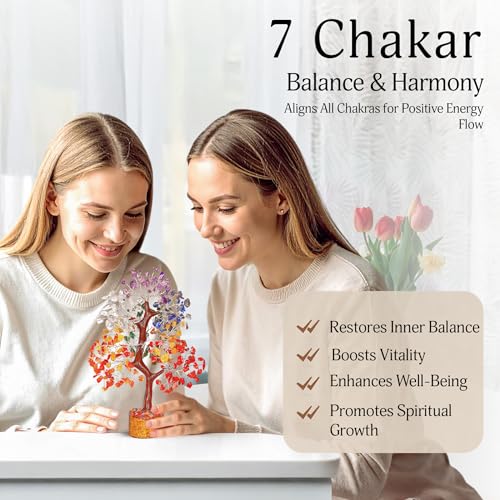 YATSKIA 7 Chakra Crystal Tree of Life, Gemstones and Crystals, Crystals Home Office Decor, Birthday Gifts for Women - color: Seven Chakra (Silver Wire)