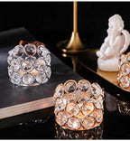 Crystal Tea Light Candle Holders，Gold Candlestick Holders for Home Decor Wedding Party Table Decoration Housewarming Gift (6 pcs)