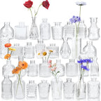 Yirilan Bud Vases Set of 32 PCS, Small Flower Vases for Table Centerpieces, Mini Vases for Single Stem Flowers, Glass Vases for Centerpieces, Wedding & Home Decor, Clear - size: 32 pcs