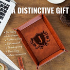 INNObeta Initial Valet Tray, Desktop Storage Organizer, PU Leather Bedside Tray Key Coin Holder, Personalised Gifts for Men, Birthday, Christmas, Letter C - color: Initial C