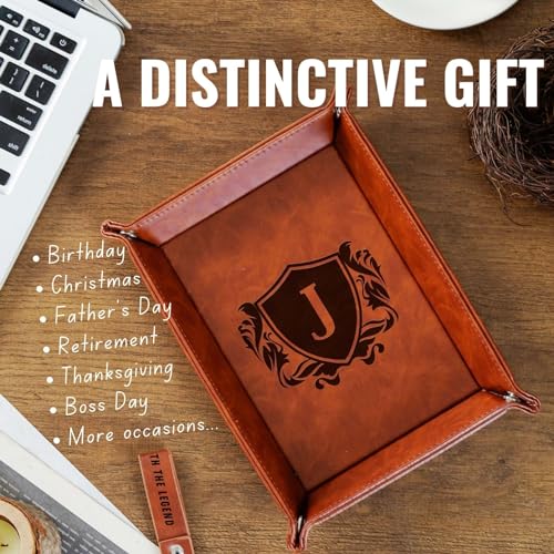 INNObeta Initial Valet Tray, Desktop Storage Organizer, PU Leather Bedside Tray Key Coin Holder, Personalised Gifts for Men, Birthday, Christmas, Letter H - color: Initial H
