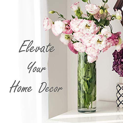 CYS Excel Clear Glass Cylinder Vase (H:12" D:4") | Multiple Size Choices Glass Flower Vase Centerpieces | Hurricane Floating Candle Holder - size: H-12" D-4"