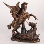 Veronese 10 5/8 Inch Saint George Slaying Dragon Cold Cast Resin Statue Bronze Finish