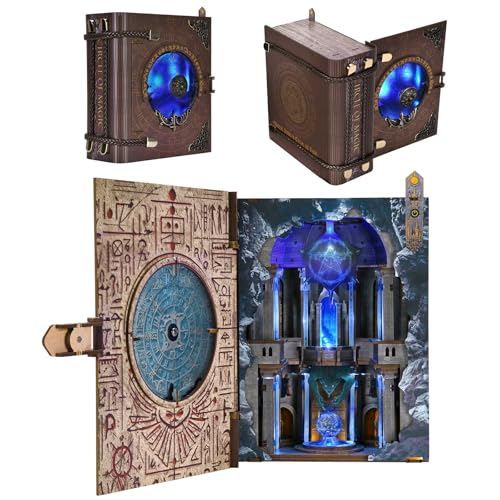 CCCDF Circle of Magic Book Nook Kit, Openable Magic Book Shaped Miniature Dollhouse, Closed Book Style Bookshelf Insert Decor with LED Light, DIY Wizard Themed Craft Gift for Teens and Adults - style: Circle of Magic