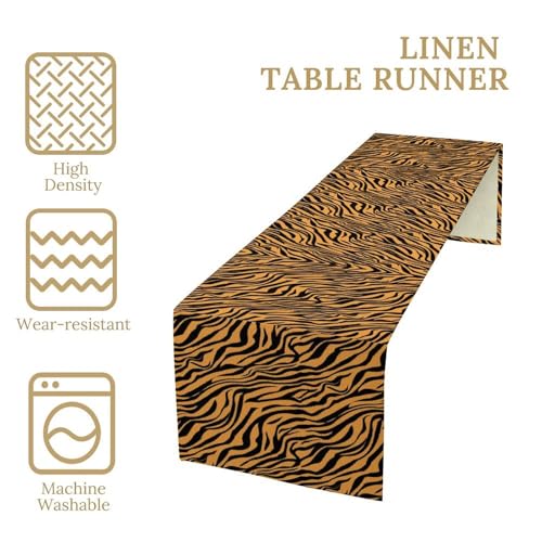 Tiger Pattern Print Table Runner Unique Power Fashion Tablerunner for Kitchen Cafe Dining End Table Sofa Holiday Wedding Home Decor 13x36in - color: Fur-12, size: 13x36in