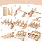 Cinnvoice 3 Tier Wooden Sticker Display Stand Sticker Coaster Display Stand with 9 Pockets for Postcard Brochure Photos Candles Jewelry Cupcake Snacks Holder for Vendors, Counter Retail