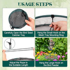 2 Pack Bird Seed Catcher for Outdoor Feeders, 24in & 16in Adjustable Hanging Trays with 4in Anti-Spill Height, Hanging Hoop Bird Seed Catcher Tray for Hummingbird Feeders Outdoor Garden Accessories
