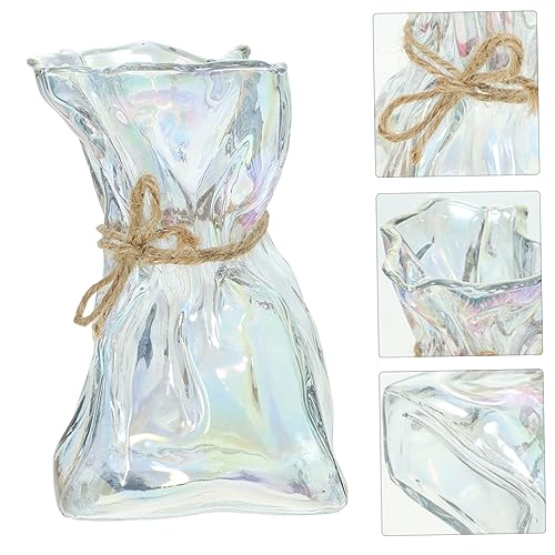 Ipetboom Abstract Irregular Shaped Glass Vase Decorative Art Planter for Home Office Garden Unique Minimalist Flower Container for Kitchen Dining Accent