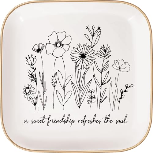 Mothers Day Gifts - A Sweet Friendship Refreshes The Soul - JewelryTray, Friendship Gifts for Women, Bible Verse Jewelry Dish, Christian Gifts Jewelry Dish, Best Friend Birthday Gifts for Women - style: Friendship