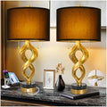 Sculptural Table Lamp Set of 2 for Bedroom, 26” Gold Leaf Farmhouse Bedside Lamps for Living Room, Pull Chains Switch Rustic Nightstand Lamp Marble Base with USB for Home Room Decor (Bulbs Included) - size: 26 inches Gold Leaf -032