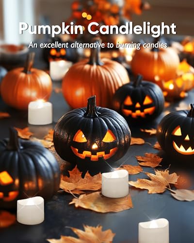 Homemory 48-Pack Cool White Novelty Flickering Flameless Tea Lights, 200+Hours Battery-Operated LED Fake Candles for Wedding Table Centerpieces,Proposal,Anniversary, White Base, Ø1.5'' × H1.3'' - color: Cool White Glow, White Base, size: Pack of 48