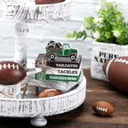 Briwooody 5 Pcs Football Decoration Football Tiered Tray Decor Mini Faux Ball Wooden Book Stack Set Sport Party Decorations Decorative Book Sign for Home Locker Room Table Shelf Desk - style: Football