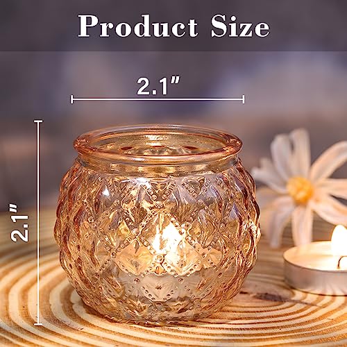 DARJEN Gold Votive Candle Holders Set of 24- Round Glass Candle Holders Bulk for Table Centerpiece, Tea Lights Candle Holders for Wedding Shower, Party, Home Decor - color: Gold