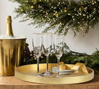 HofferRuffer Round Serving Tray 20'', Elegant Faux Leather Circle Ottoman Table Tray, Serve Tea Coffee Breakfast in Bedroom Living Room Kitchen (Gold, 20") - color: Gold, size: 20"