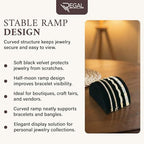 RJ Displays Black Velvet Half Moon Bracelets Holder Stand, Jewelry Display Ramp for Bracelet, Bangle, or Necklace Collection, Size 3x5x2.5 in (76x127x63 mm) and bracelet holder display