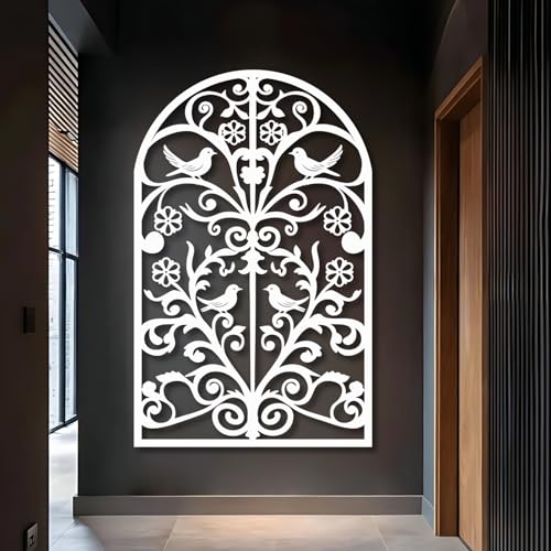 Maclou Arch Window Metal Wall Art, Metal Scroll Wall Decor, Rustic Farmhouse Wall Decor for Living Room, Bedroom, Bathroom, Outdoor, Entryway (White,48"x30" / 121x76cm) - color: White, size: 48"x30" / 121x76cm