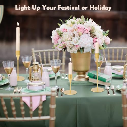 Matte Gold Candle Holders Bulk Painted Gold Metal Candlesticks Fit 0.8 Inch Taper Candles Decorative Metal Candelabra for Wedding Home Holiday Anniversary Party Dinning Table Decors (Set of 36) - size: 36 pcs