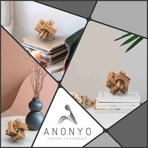 Boho Wooden Chain Links Decorative Object for Coffee Table & Shelf | Handmade Mango Wood Knot Sculpture Rustic Modern Arch Décor for Living Room, Entryway, Console, Office Home Accent (Natural) - color: Natural