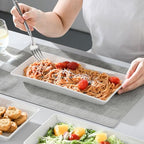 MALACASA Serving Platters Set of 4, Ceramic Serving Platters and Trays for Serving Food, Rectangular Serving Trays for Party, Large Serving Plates, Party Serving Trays and Platters - 12 Inch, White - size: 12 Inch