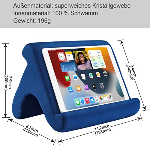 SAMHOUSING Tablet Pillow Stand Holder Dock for Bed with 3 Viewing Angles, Compatible with All Tablets,Phones and iPad Pro 9.7, 10.5,12.9 Air Mini 4 3, Kindle, E-Reader and Books(Navy) - color: Navy