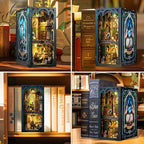 Cutefun Book Nook Kit - DIY Miniature Dollhouse Kit 3D Wooden Puzzle for Adults, Teens, Crafts Gifts for Bookshelf Decor (Darkness Common Room) - style: Darkness Common Room