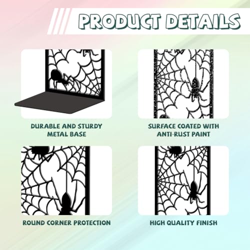 Peacoblue Metal Bookends for Shelves, Modern Decorative Heavy Duty Study Book Ends Stoppers for Office, Desk, Shelf, Room 5.3"x4.3"x7.9" Cast Iron Simple Tall Bookends 1 Pair (Spider and Spider Web) - style: Spider and Spider Web