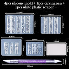 Laza 4pcs Silicone Nail Art Molds, Acrylic 3D Spring Summer Flower Nail Charms Molds Clear Modeling Templates Silicone Flowers Pattern Nail Tools with Sculpture Pen for Salon Nail Design - color: Flowers