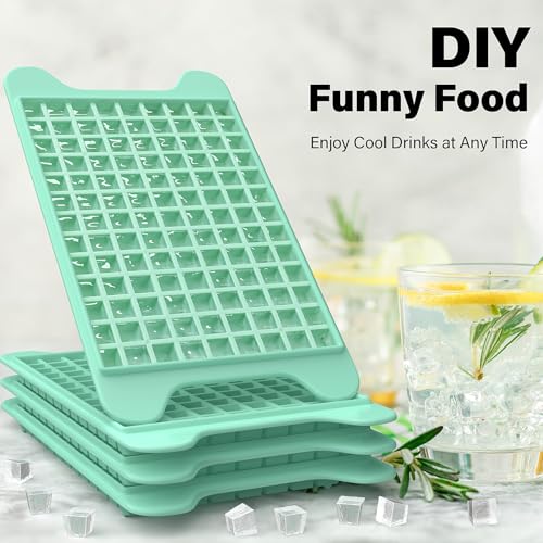 Mini Ice Cube Tray for Freezer: FDDBI Small Ice Trays for Freezer with Bin - 117×4PCS Easy Release Nugget Ice Tray - Crushed Ice Tray with Container - color: Green