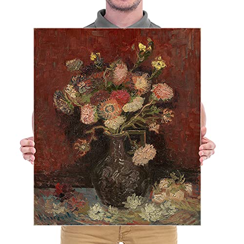 Wieco Art Vase with Chinese Asters and Gladioli Large Canvas Prints Wall Art by Van Gogh Famous Oil Paintings Reproduction Modern Abstract HD Flowers Artwork Pictures for Living Room Home - size: 24"L x 20"W