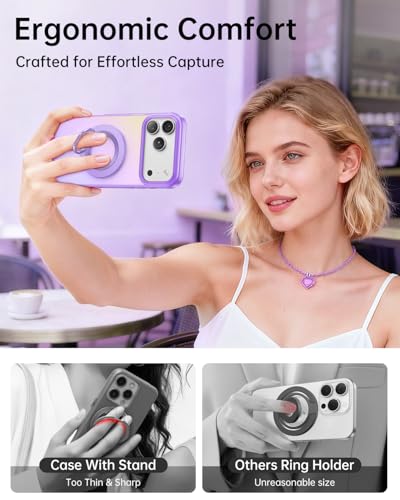 SYNCWIRE Magnetic Phone Ring Holder for MagSafe, 360° Rotation Cell Phone Grip Stand Finger Ring Kickstand Two-Sided Magnet Compatible with iPhone 17 Pro Max 16 15 14 13 12 MagSafe Accessories - color: Single Ring-1PCS-Lavender Lovers