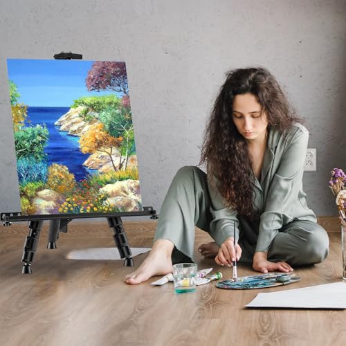 Art Easel for Painting and Display – 6pcs Adjustable Floor 66 Inch Folding Aluminum Easel Stand for Sign - Table Top Canvas Stand - Portable Drawing Paint Heavy Duty for Artist Adults Holder or Teen - style: 66B 6-Pack
