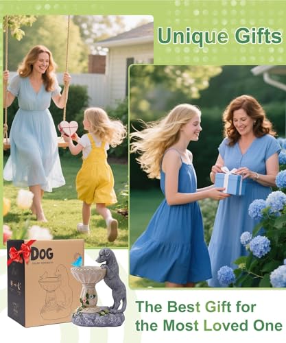 Dachshund Dog Statues for Bird Bath: Outdoor Sculptures for Garden Lawn Patio Yard Balcony Porch - Unique Gifts for Mother Grandma Women - color: Dog