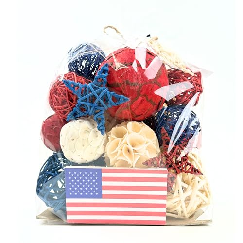 ANDALUCA American Flag Decorative 4th of July Vase Filler Bag with Orbs, Decorative Balls (Red, White & Blue) - color: Red, White & Blue