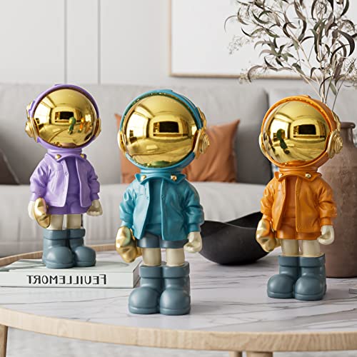 EZ4ENCE Figurine Statue Astronaut Sculpture Spaceman Decor,Sculpture for Home Decor,Arts Purple Shelf Decoration,Cool Metal Mask Table Decor,Large Spaceman Figure Ornament - color: Purple, size: Large
