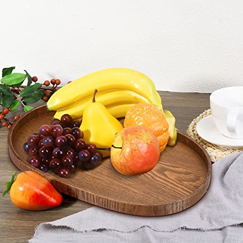 PATIKIL Wood Serving Tray 15x10 Inch, Oval Decorative Platter for Home Decor Kitchen Table Candle Holder, Brown