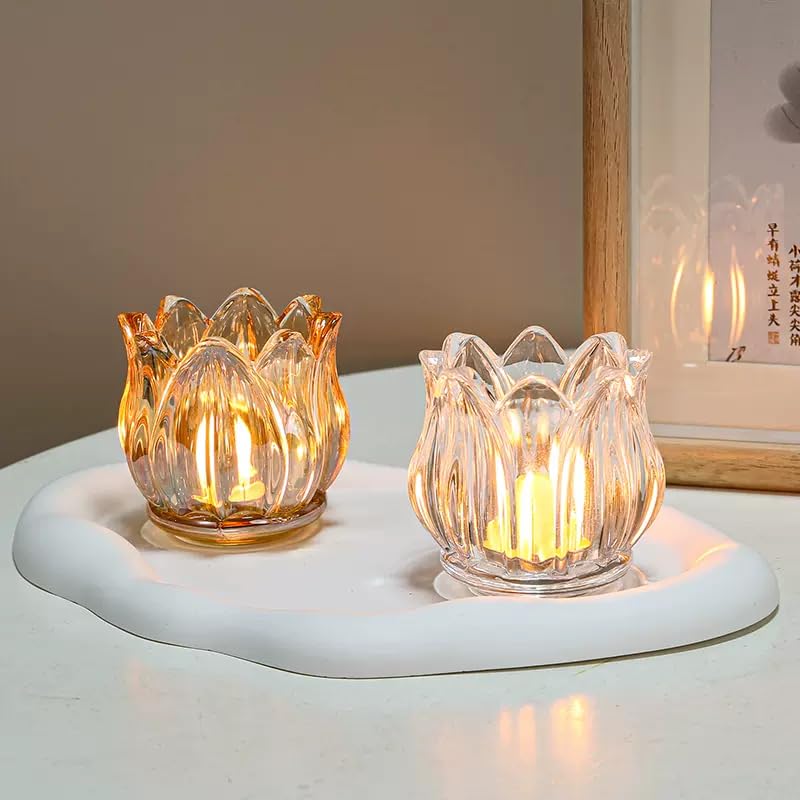 GOLDEAL 6Pcs Gold Votive Candle Holders, Thick Glass Tea Light Candle Holder Bulk, Tealight Candle Jars for Wedding Table Decor, Party Supplies, Bridal Shower Decorations, Centerpieces for Tables - color: Gold