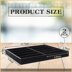Batiyeer Sunglasses Organizer Storage Tray 10 Grids Eyewear Watch Holder Display Stackable Ice Velvet Tray Women(Black,2 Pcs) - color: Black