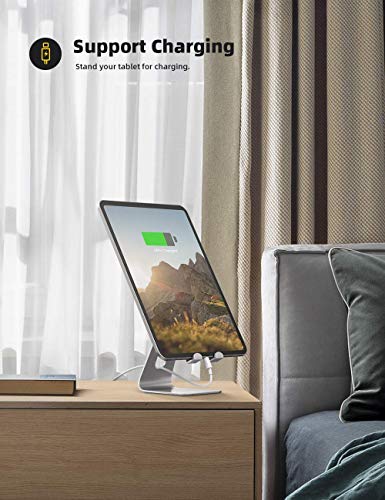 Lamicall Tablet Stand, Tablet Holder for Desk - Multi-Angle Adjustable Tablet Desktop Dock Gifts, Compatible with iPad Pro 11, 12.9, Air, Mini, Fire HD, Galaxy Tab, and Other 4-13" Tablets, Silver - color: Silver