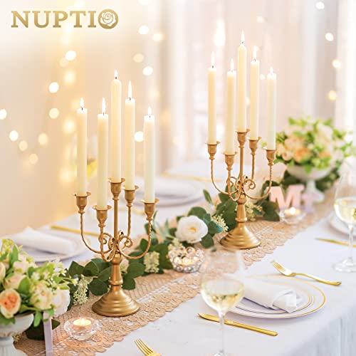 NUPTIO Gold Candelabras Candle Holder Set of 2 Metal Candelabra Centerpieces 5 Branches Candle Stick Stands Candleholder Fireplace Wedding Reception Antique Decorative Dinning Table Christmas - color: 5-arms Gold, size: 2 Pcs