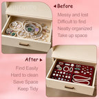 4 Pack Stackable Velvet Jewelry Trays Organizer Drawer Inserts Container Display Storage Box for Necklaces Bracelets (Red)