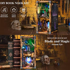 MiniCity Book Nook Kit, DIY Miniature Dollhouse Booknook Kit with Led Light and Dust Cover (Blade and Magic) - style: Blade and Magic
