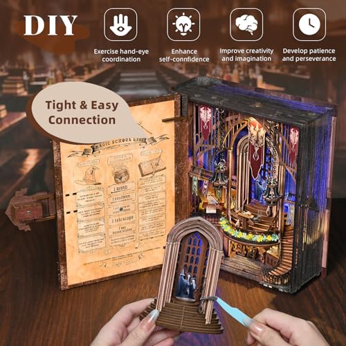 CCCDF Book Nook Kit - DIY Miniature House Kit for Adults, Teens, Booknook Tiny House Bookshelf Decor 3D Wooden Puzzle, Gifts for Family, Friends (Magic Admissions Guide) - style: Magic Admissions Guide