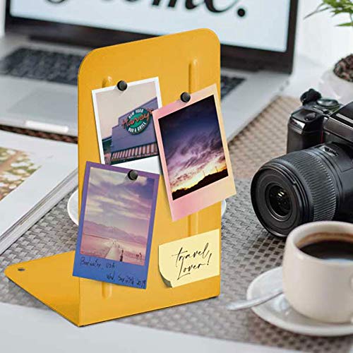Acrimet Steel Metal Bookends for Shelves, Heavy Duty, for Large Books, 6 7/8" Tall X 4" Wide X 4 1/2" Deep, Yellow Colored, 1 Pair - color: Yellow