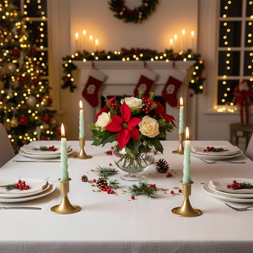 SHENLIU 24 Pcs Gold Taper Candle Holders Set, Vintage Metal Candlestick Holders for Dining Room Table Centerpiece or Mantel Wedding Party Decor Christmas