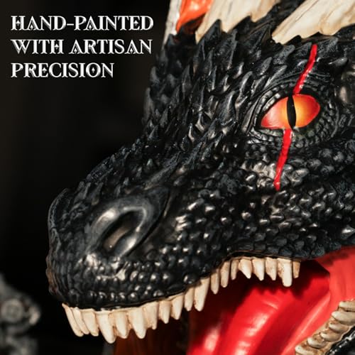 Dragon Bookend | Pops Off Your Shelf | Solid Build | Use Between Books or on a Bookshelf End or Book Nook | Fantasy Dragon Decor | Gothic Medieval Shelves Booknook Bookends (Obsidian Black) - color: Obsidian Black