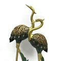 Set of 2 Blue and Gold Crane Figurines – Elegant Decorative Bird Statues for Home Décor, 17” and 14” Tall Crane Sculptures, Luxury Animal Figurines for Living Room, Office, or Gift
