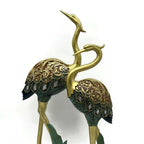 Set of 2 Blue and Gold Crane Figurines – Elegant Decorative Bird Statues for Home Décor, 17” and 14” Tall Crane Sculptures, Luxury Animal Figurines for Living Room, Office, or Gift