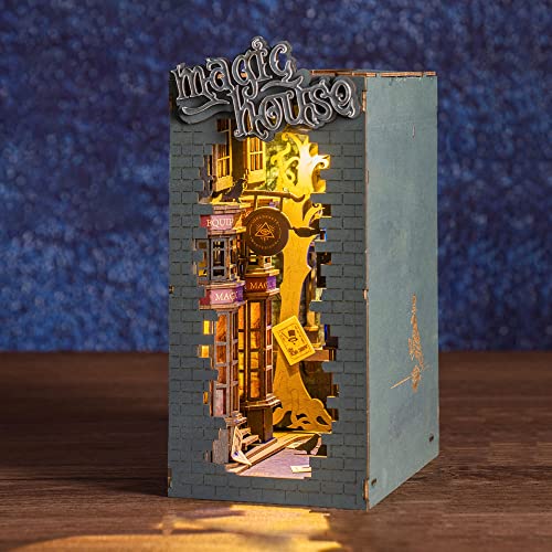 Rolife DIY Book Nook Kit Magic House, DIY Miniature Booknook Kit 3D Creative Decorative Bookend Bookshelf Insert 3D Puzzles for Adults, Halloween/Christmas Decorations/Gifts for Adults (Magic House) - color: TGB -Magic House